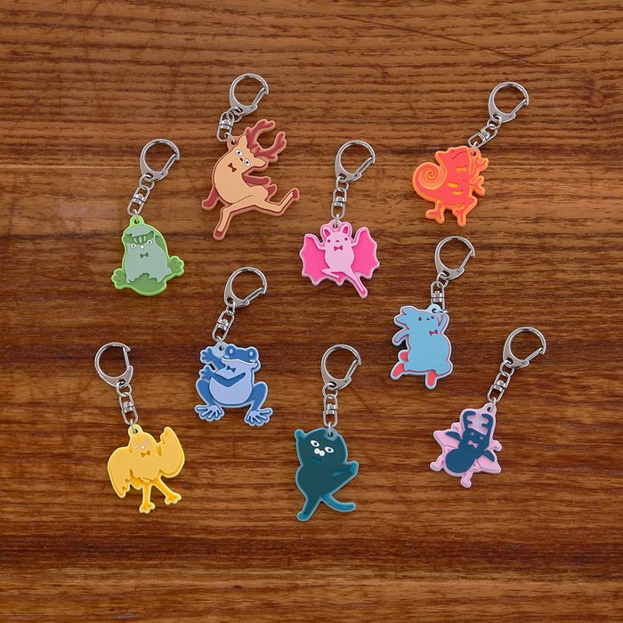 「月と猫のダンス」再び踊る動物ランダムラバーキーホルダー